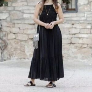 ZARA Tiered STRAP MIDI MAXI BLACK Sz S Women